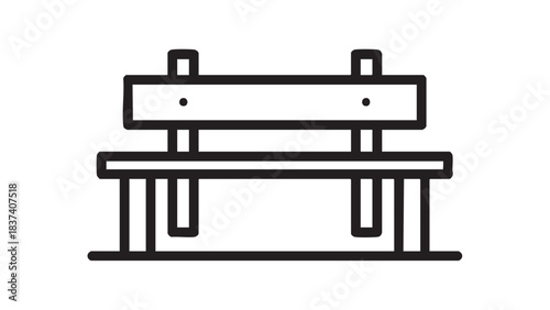 A simple line drawing of a bench on a plain white background from a straightforward viewpoint