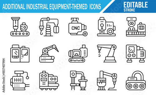 Automation and Industrial Equipment Line Icons