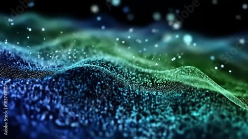 Abstract flowing particles and waves of light in deep space.