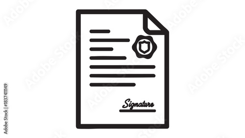 A formal document with a signature and a seal on a white background