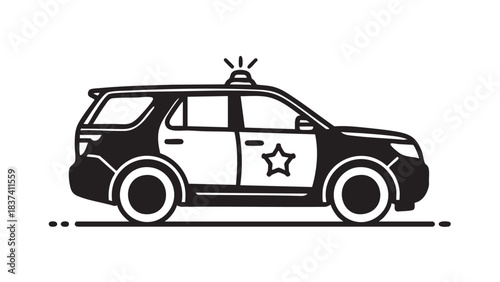 Police car illustration on a plain white background viewed from the side