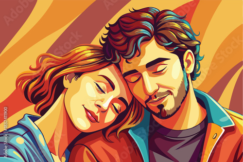 a couple in a loving pose one resting their head