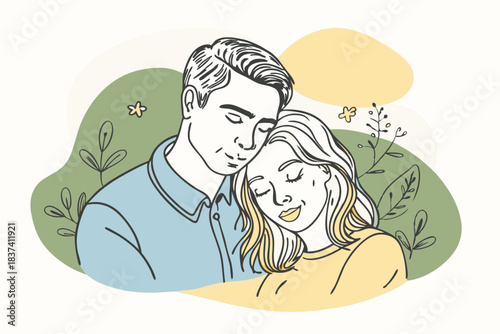 a couple in a loving pose one resting their head