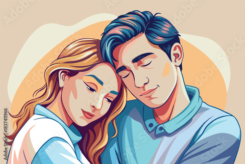 a couple resting in each other s arms minimalist