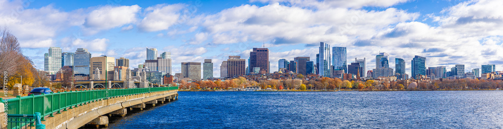 Fototapeta premium Boston Skyline and Charles River View from Longfellow Bridge