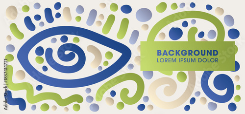 Abstract Vector Gradient Banner with Random Lines, Energetic Doodle Art Banner. 