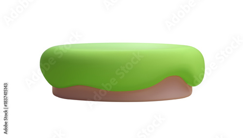 3d land grass podium. White platform in grass hill. Cartoon nature element for spring or summer design. Island, patch, hill. Vector illustration