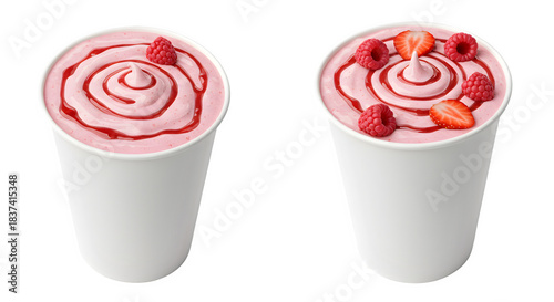 Berries smoothie freshness isolated on transparent background. Generative Ai, strawberry milkshake isolated on transparent background, smoothie strawberry