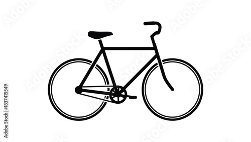 A simple black and white illustration of a classic bicycle design