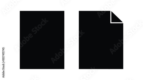 Simple depiction of two black rectangles one with a folded corner