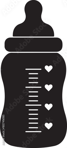 Cute baby milk bottle icon for infant feeding and newborn care