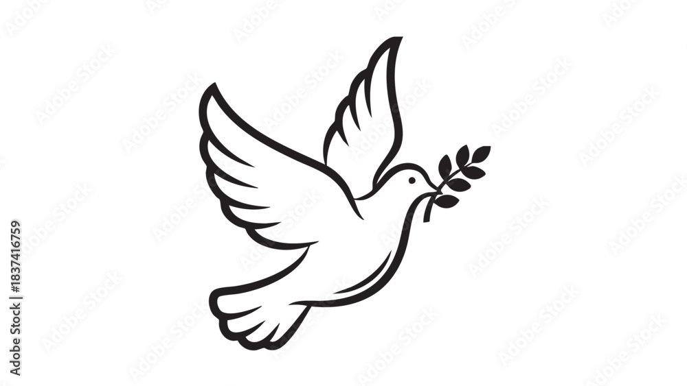 Obraz premium White dove flying vector illustration of peace bird silhouette with wings