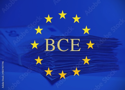 Pile of fifty euros on the table with 