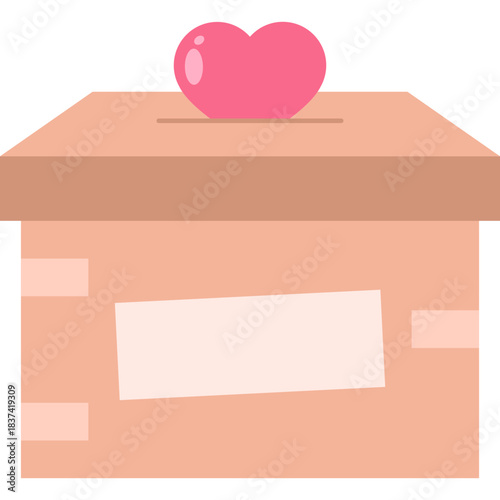 Donation Box Heart Flat Illustration