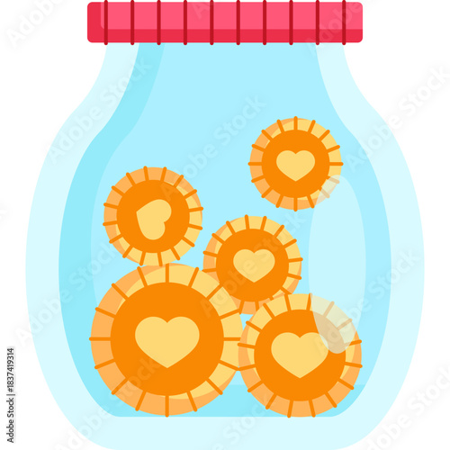 Charity Coin Jar Flat Illustration