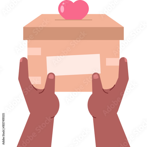 Donation Box Heart Flat Illustration