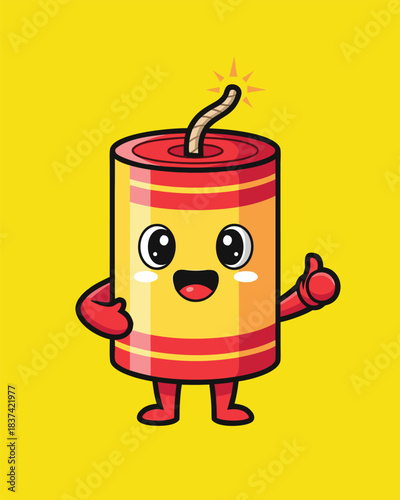 Cute New Year Firecracker Mascot – Fun & Festive Cartoon Character