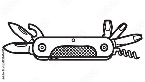 Swiss Army Knife Unveiled: This illustration showcases a versatile Swiss Army knife, a symbol of preparedness, boasting a suite of practical tools for diverse tasks.