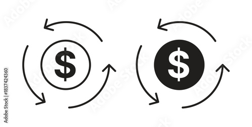 Cash flow icons pack. icon for web design isolated on white background
