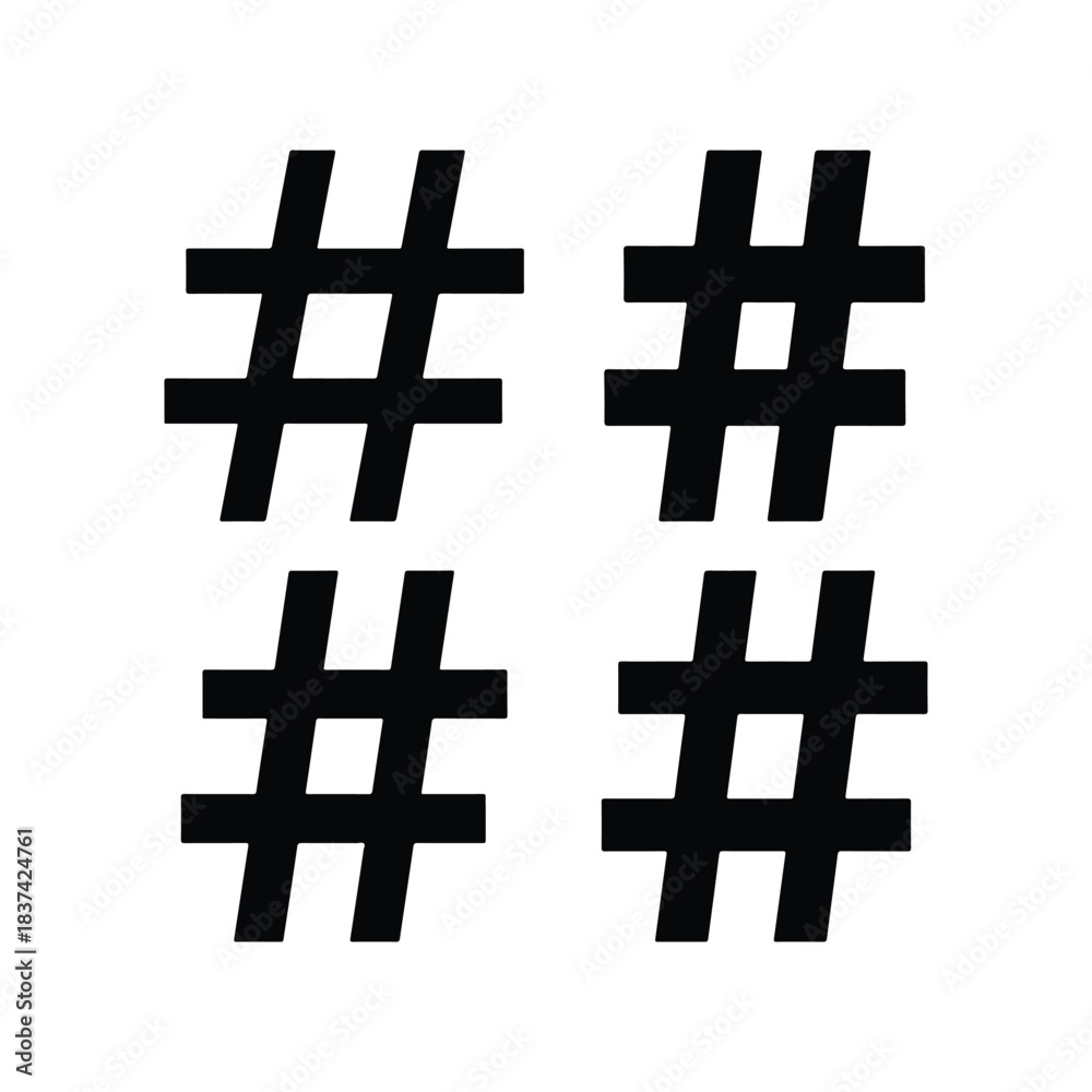 Obraz premium hash symbol solid silhouette set