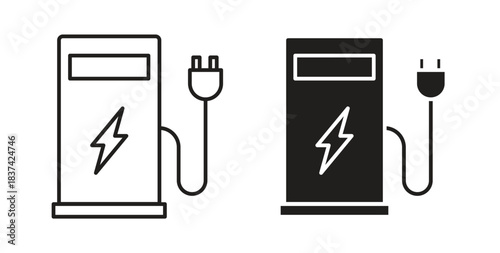 Charging station icons pack. icon for web design isolated on white background