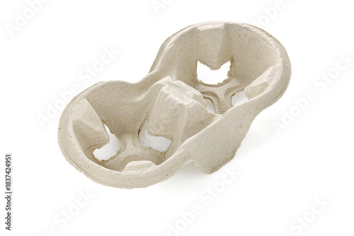 Wallpaper Mural Empty disposable cellulose cup holder for two glasses, isolated on white background. Torontodigital.ca