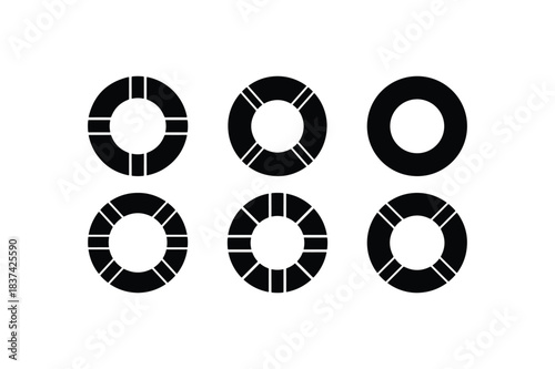 lifebuoy ring solid silhouette set