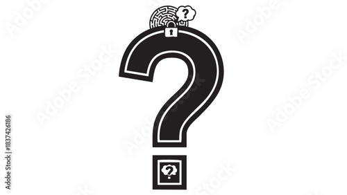 Graphic Illustration of a Question Mark Concept, Creative Design, Minimalist Style, Thought-Provoking Imagery