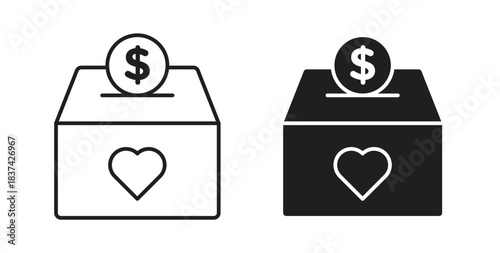 Donation box icons pack. icon for web design isolated on white background