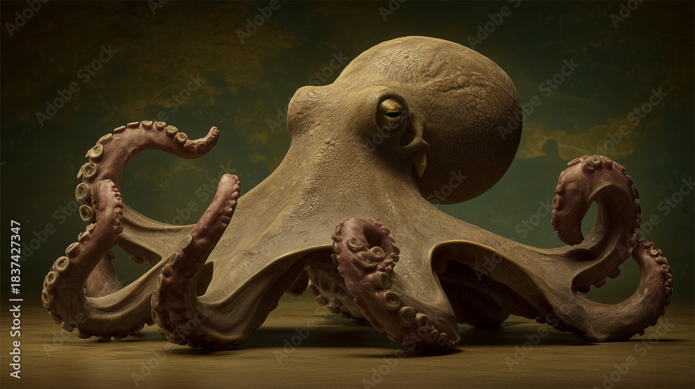 Fototapeta premium Ultra realistic 3D rendering of an octopus with tentacles