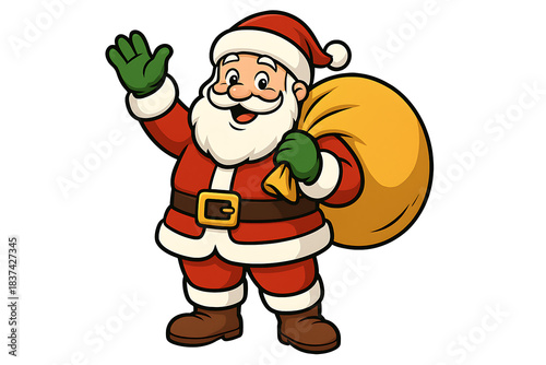 Cute Waving Santa Claus Mascot Illustration Perfect For Holiday Promotions, Logos And Kids Designs