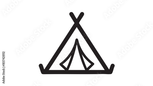 Minimalist Camping Icon: A simple line drawing of a tent. perfect for adventure enthusiasts and outdoor lifestyle brands.
