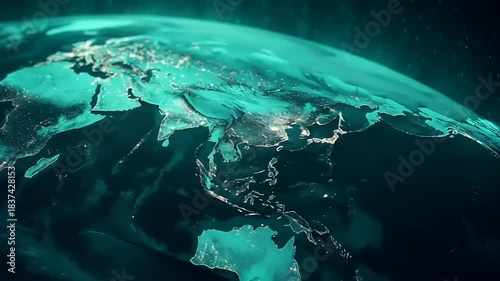 Glowing Earth from Space at Night with City Lights Visible.