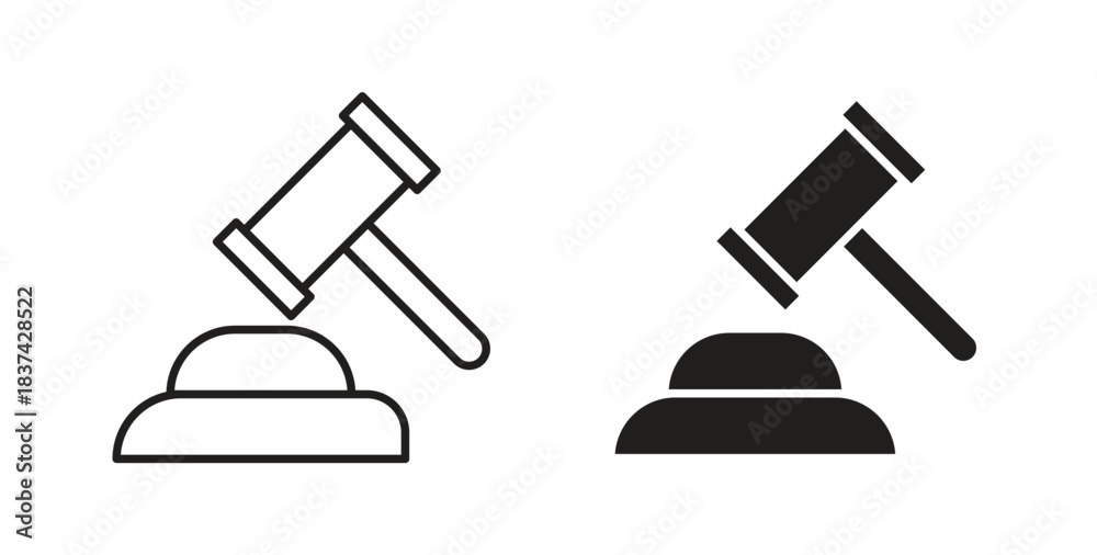 Fototapeta premium Gavel icons pack. icon for web design isolated on white background