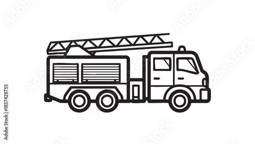 Emergency Response Vehicle: Depicting a detailed illustration of a fire truck, ready to respond to any emergency. Its design represents the essence of preparedness and service.