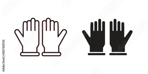 Glove icons pack. icon for web design isolated on white background