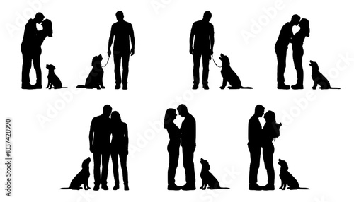 Couple with Pet Dog Silhouette