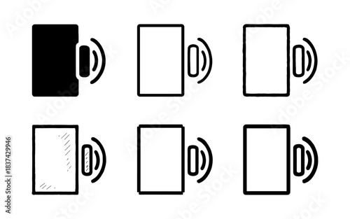 Minimalist smart card scanning icons with wi-fi signals