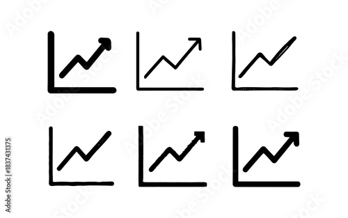 Hand drawn arrow charts: trend growth and data analysis