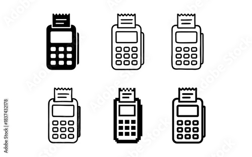 Set of minimalist payment terminals in various styles
