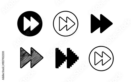 Set of arrow icons in various styles including pixel and sketch