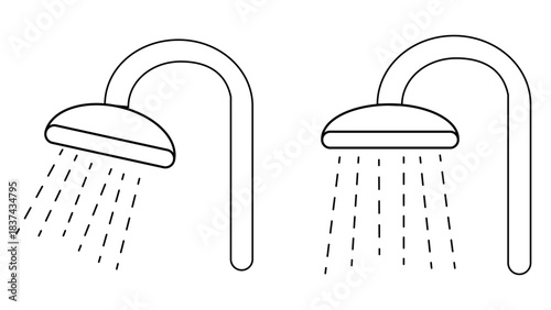 Shower Head Icon Set Collection Different Style Shower Water Spray.