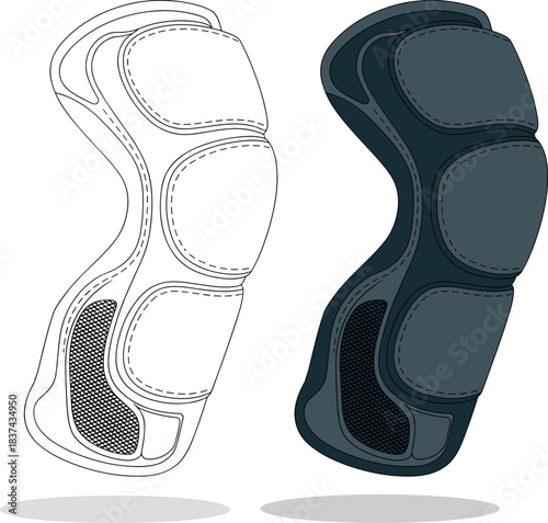 Protective, gear, vector, illustration, sketch, outline, fashion, durable, ergonomic, structured, silhouette, layout, design, accessory, padded, reinforced, mesh, breathable, impact, sports