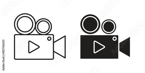 Video camera icons pack. icon for web design isolated on white background