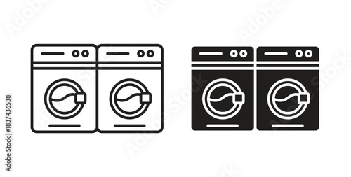 Washing machine icons pack. icon for web design isolated on white background