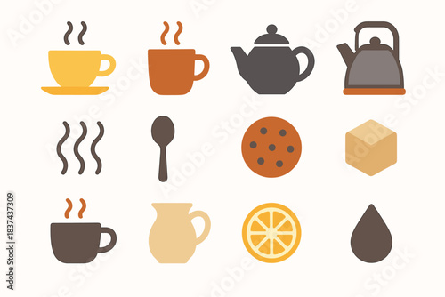 Cocoa hot teapot coffee icon steam droplet vector mug drinks milk cup