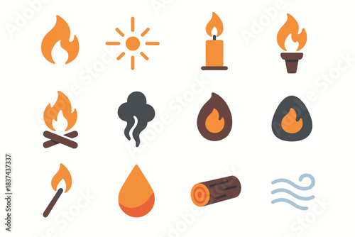 Smoke wave fire vector icon spark ember elements icons torch droplet match
