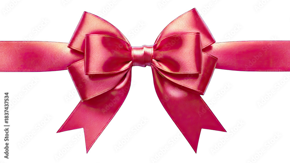 Fototapeta premium Pink Ribbon Bow Tied on White Background