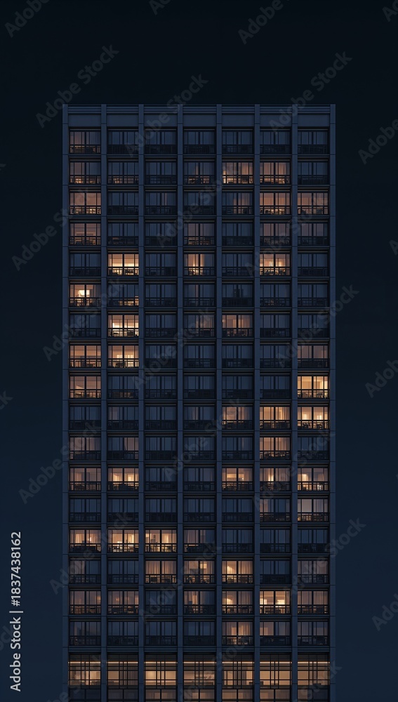 Fototapeta premium High-rise building illuminated at night