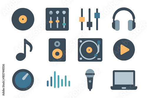 Slider button icon mic icons laptop vector equipment speaker headphone turntable knob